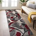 World Rug Gallery Modern Geometric Circular Harmony Non Shedding Soft Area Rug 2' x 7' Red 393RED2x7